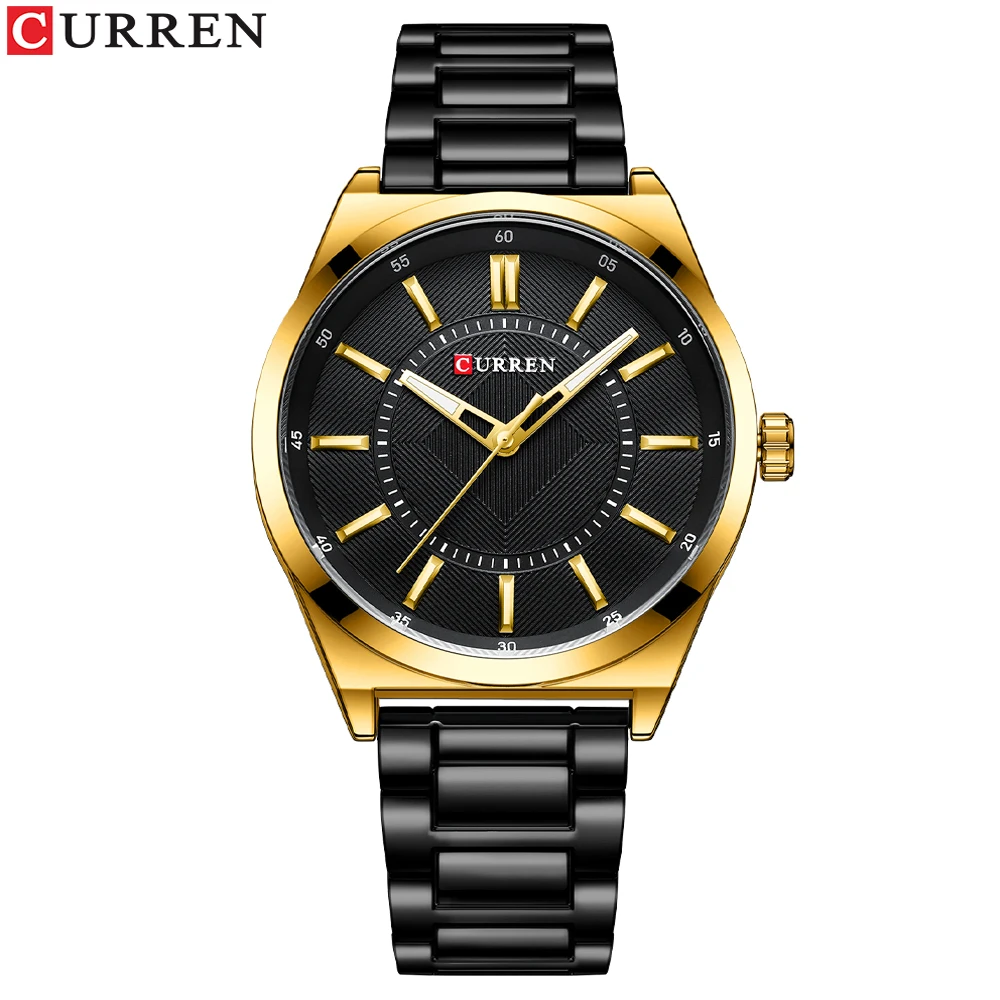 CURREN Mann Uhr Mode Edelstahl Quarz Armbanduhren Top Marke Einfache Dünne Uhren für Männer Gold Uhr 8
