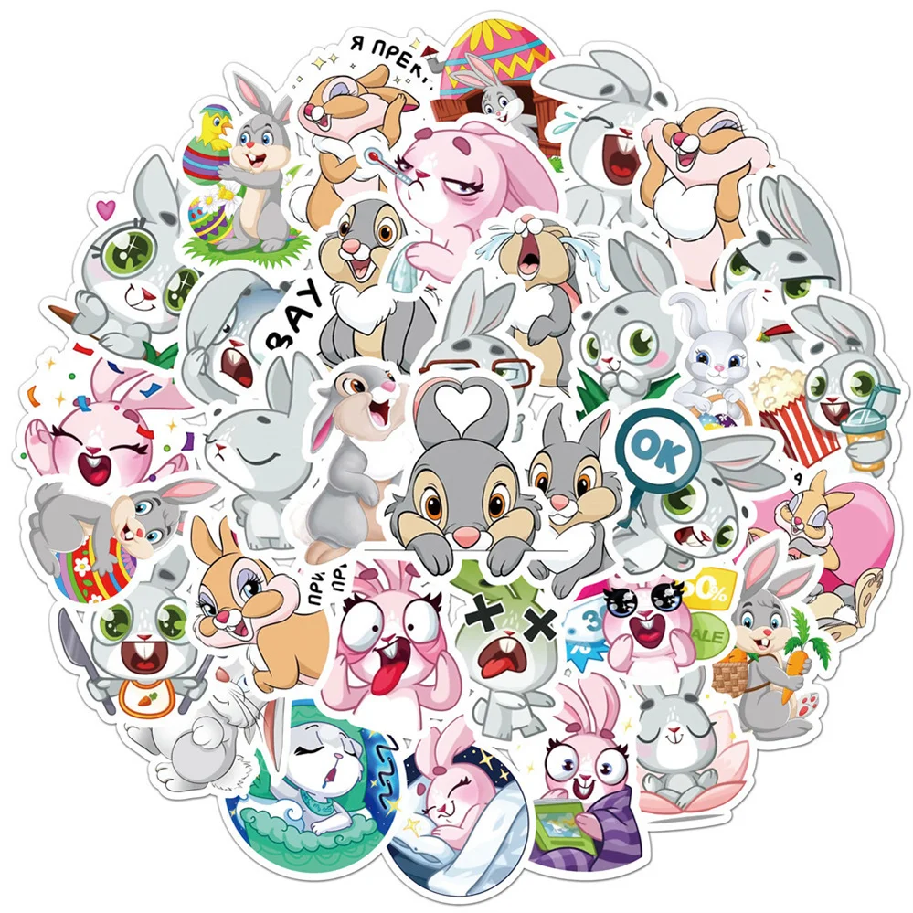 Cute Cartoon Rabbit Graffiti Stickers, Hand Account Materials, Notebook Decoration, Personality Toys, Atacado, 10 Pcs, 30 Pcs, 50Pcs