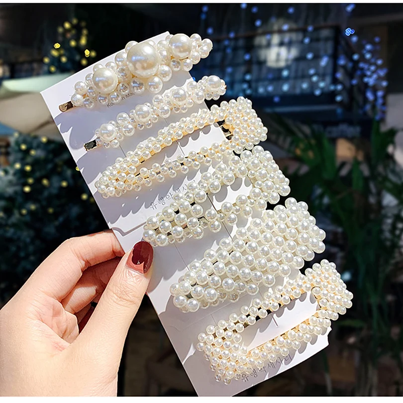 Fashion Girl Elegant Pearls Hair Clips Alloy Barrettes Girls Hair Accessories women HairPins Hair Accessories