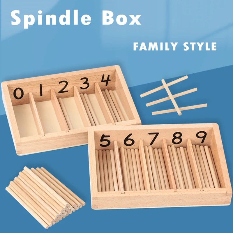 Kids Montessori Set Math Toy Learning Number Geometry Wooden Toy Fractional Counting Early Educational Spindle Box Teaching Aids