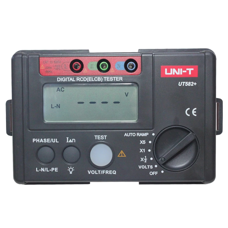 UNI-T UT582+ Digital RCD (ELCB) Tester; Leakage Protection Switch Tester / Digital Hold / FUSE Protection