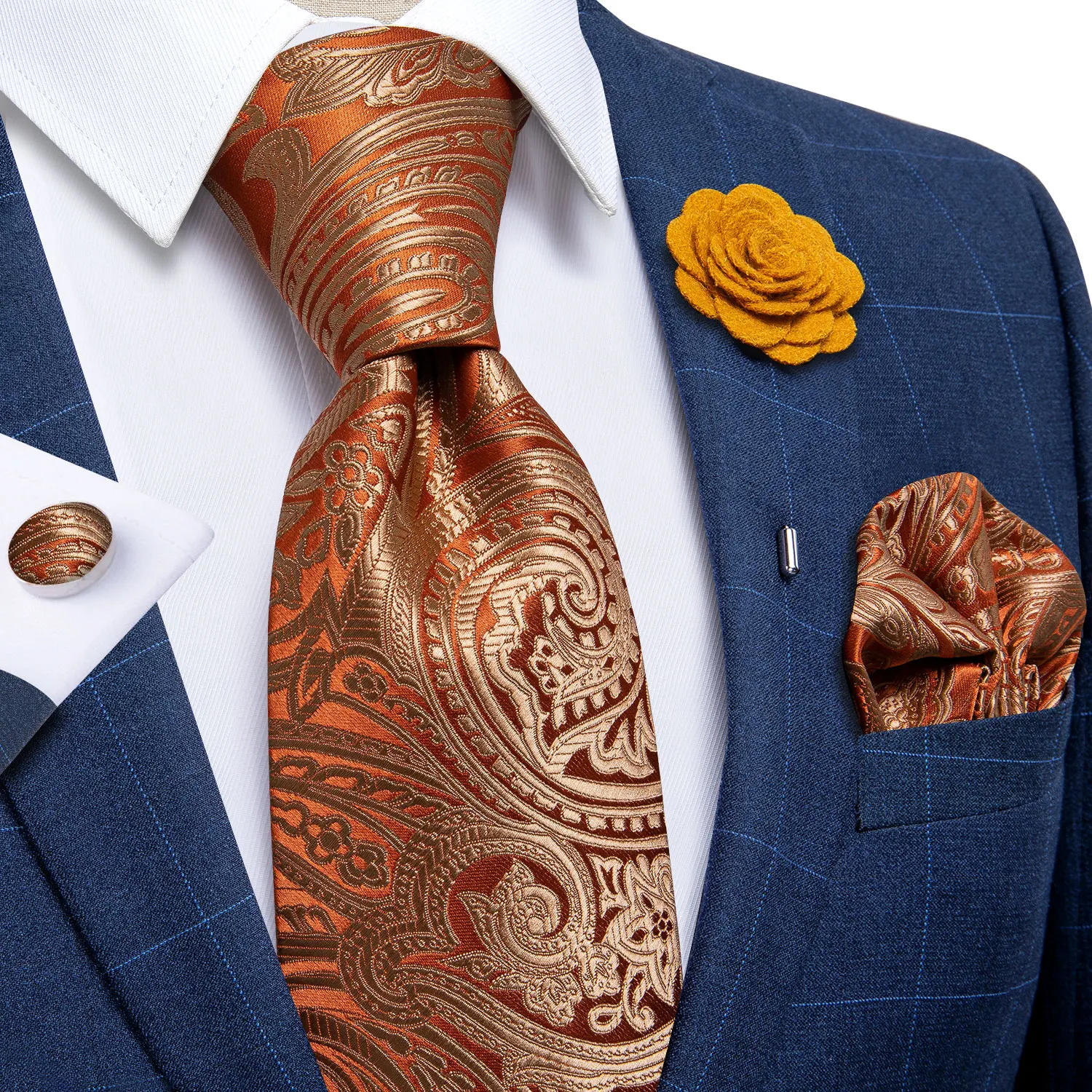 Neue Mode Grün Krawatten Für Männer Red Paisley 8cm Silk Krawatte Brosche Taschentuch Set Männer Hochzeit Party Business Krawatten diBanGu