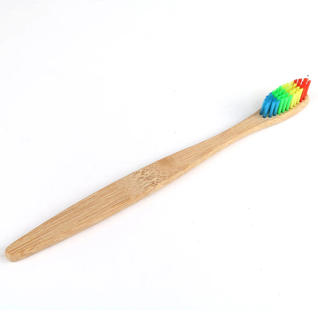 Women Girls Men Boys Bamboo Toothbrush Wooden Rainbow Eco-friendly Soft Bristle Sensitive Gum Oral Care Brush