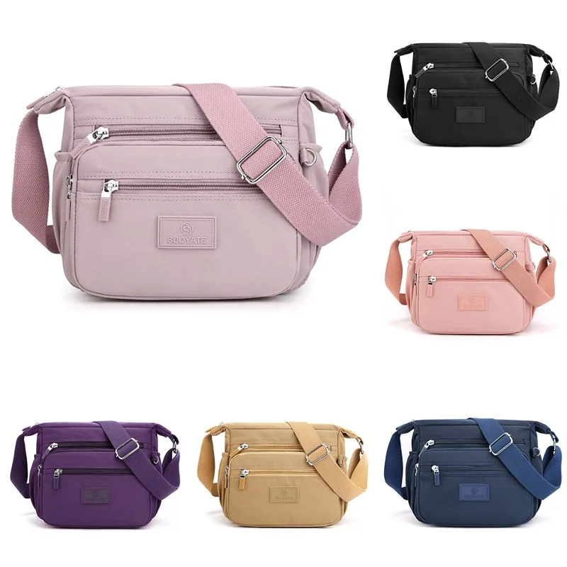 Women Nylon Shoulder Bag Waterproof Multi Layer Zipper Bag Luxury Handbags Women Crossbody Messenger Bags Designer Bolsa Feminin