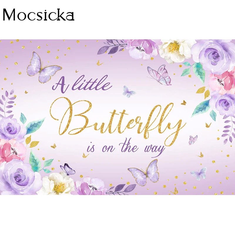 Mocsicka фон для детской портретной фотосъемки с фиолетовыми бабочками и цветами украшение для детской вечеринки