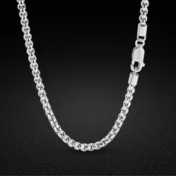 ожерелье Fashion Unisex Silver Jewelry Necklace 925 Sterling Silver Box Necklace Chain Simple Accessories 45-70CM Length