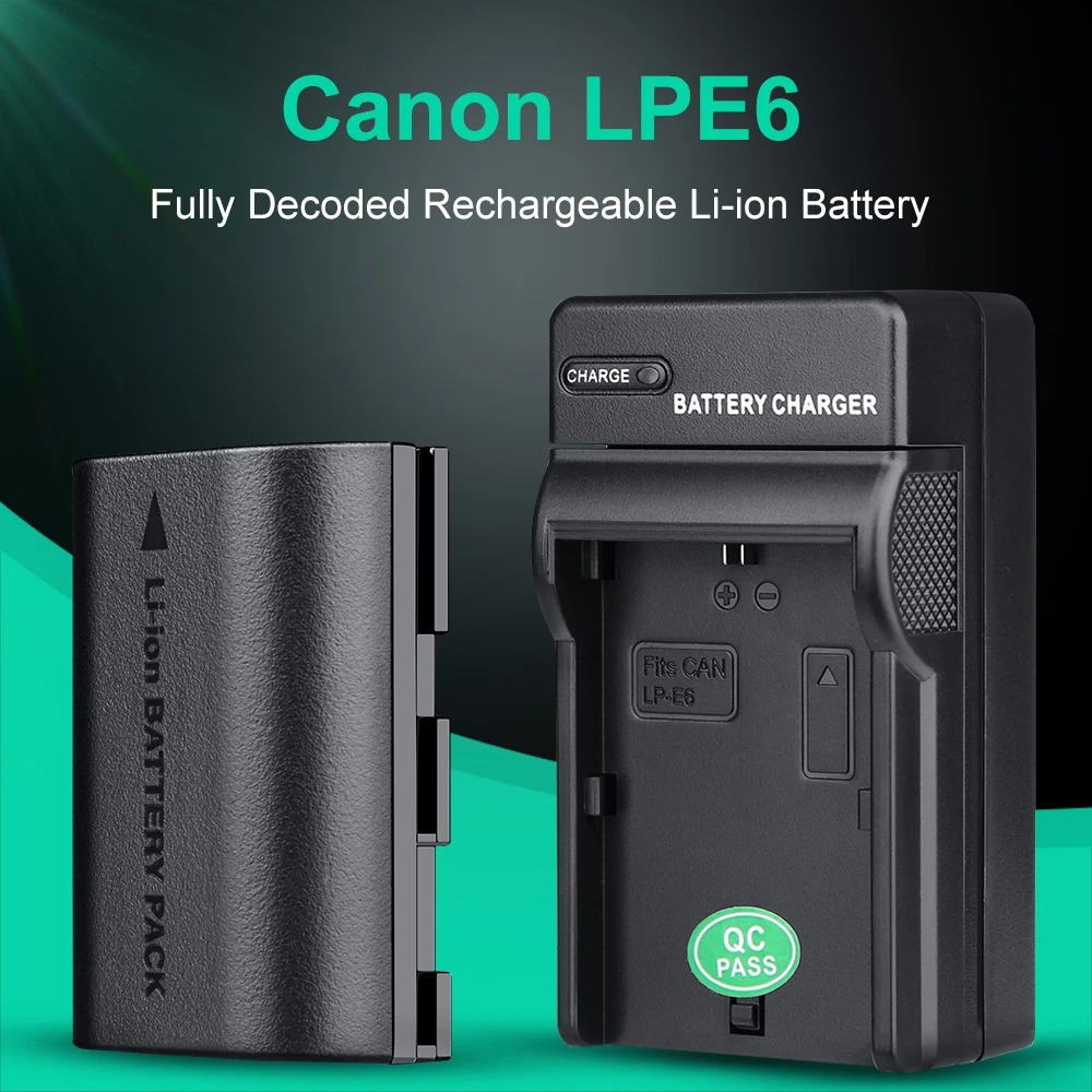 LP-E6 LP E6 Batterie + Chargeur Pour IL EOS 5DS R 5D Mark II Mark III 6D 7D 60D 60Da 70D 80D Appareil Photo DSLR