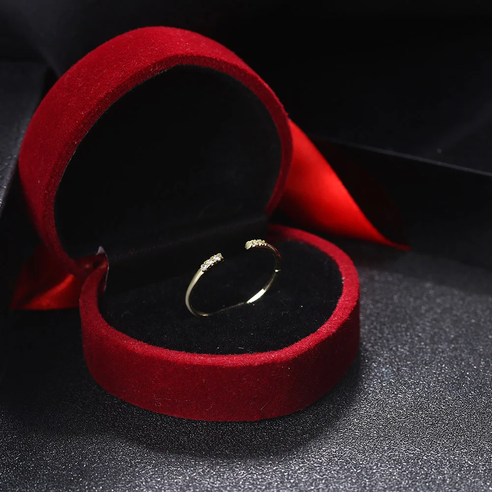 ZHOUYANG Opening Dainty Ring For Women New Simple Mini CZ Light Gold Color Finger Ring Party Birthday Gift Fashion Jewelry R142