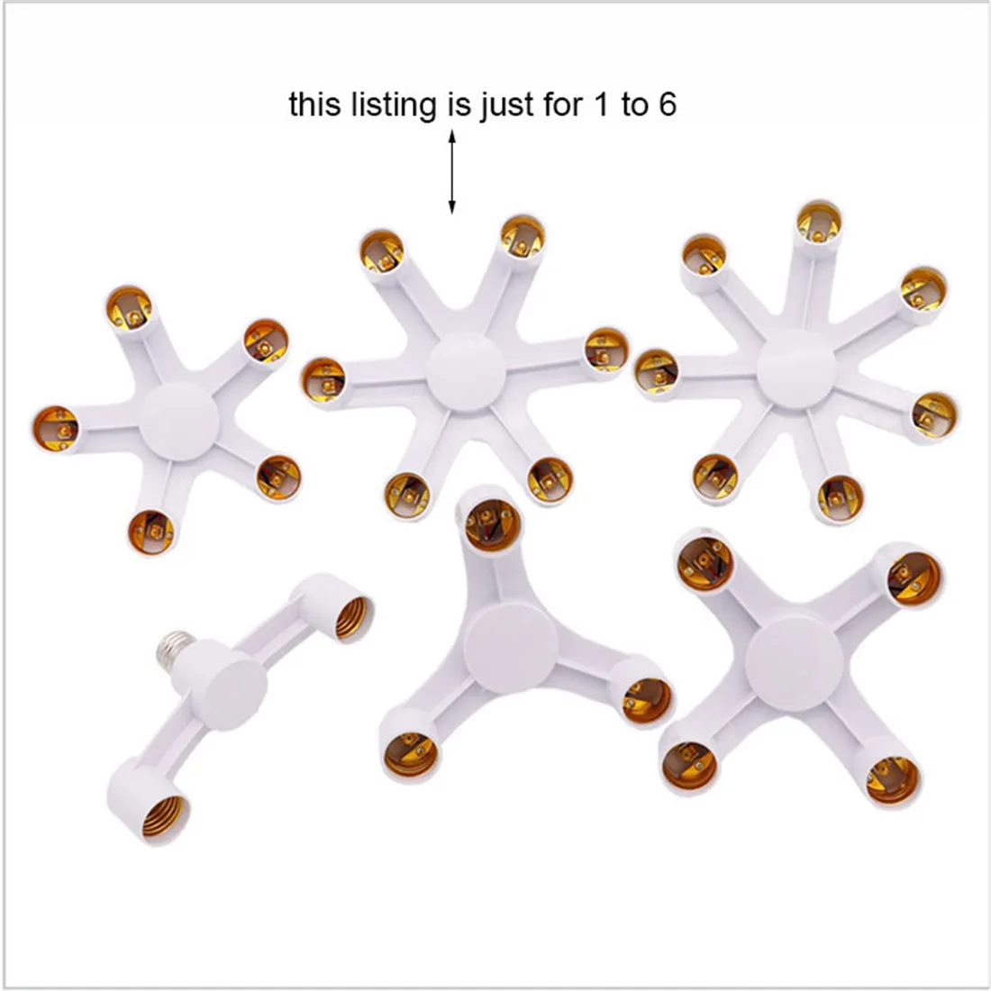 2 pezzi pack Light Socket Splitter, 6 in 1 E27 Multi Light Bulb Adapter Converter portalampada Extender Adapter per sala da pranzo