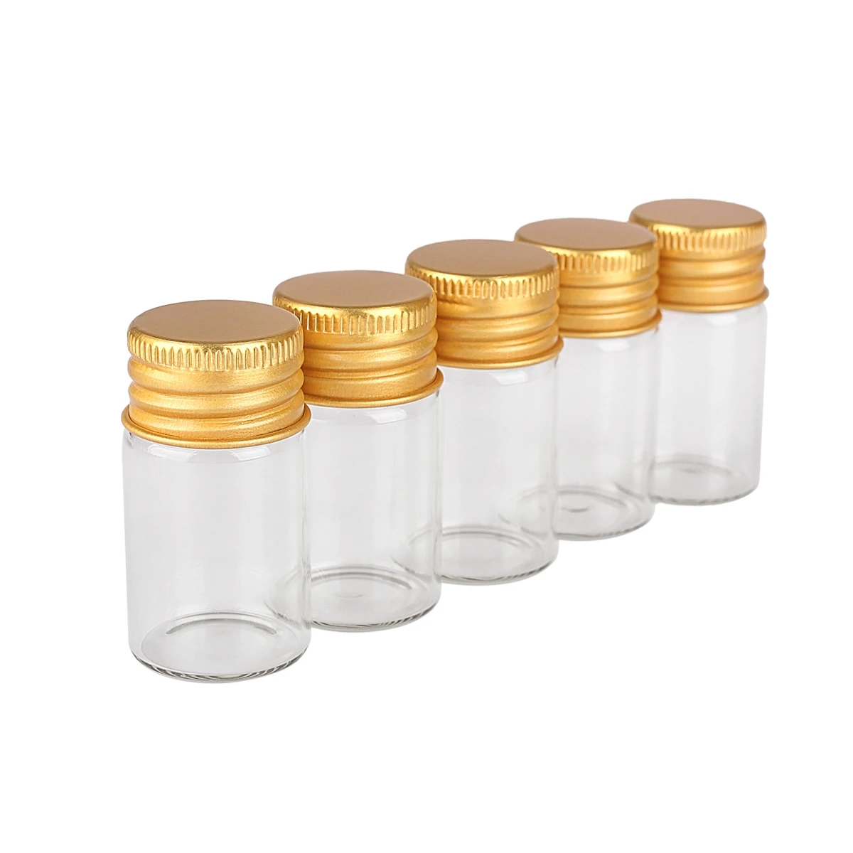 10pcs 7ml 22*40mm Mimi Glass Bottles Message Bottles with Golden Aluminum Lids Empty Glass Jars Drifting Bottle