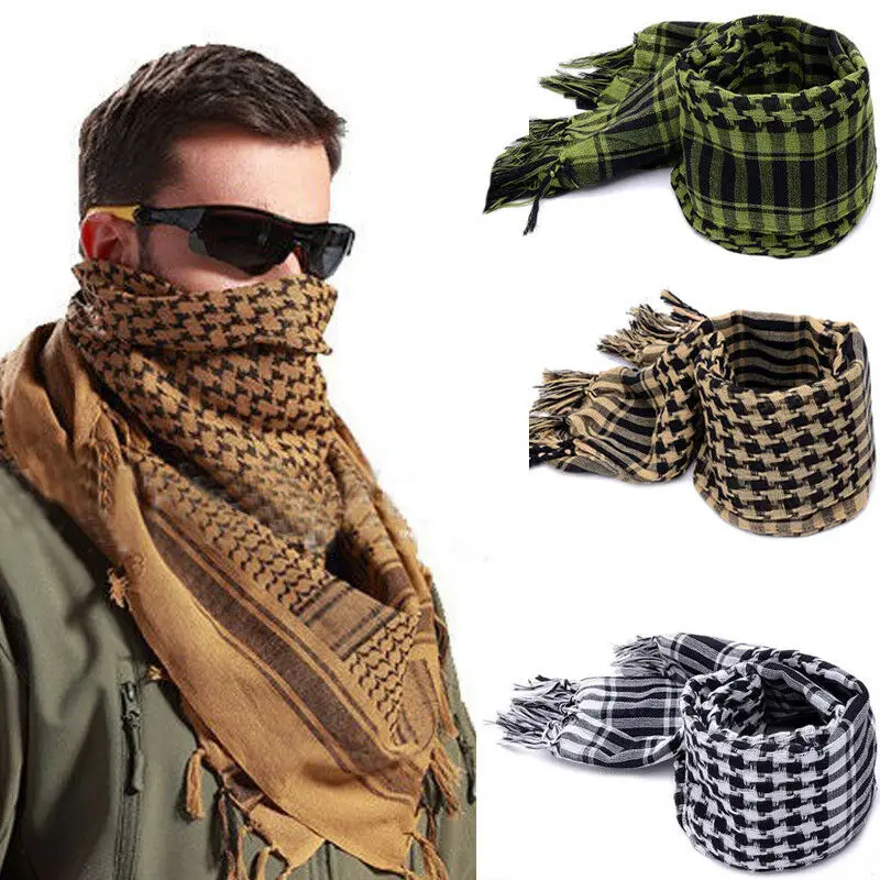 Outdoor Women Men Scarves Lightweight Square Shawl Military Arab Tactical Desert Army Shemagh KeffIyeh Arafat Scarf