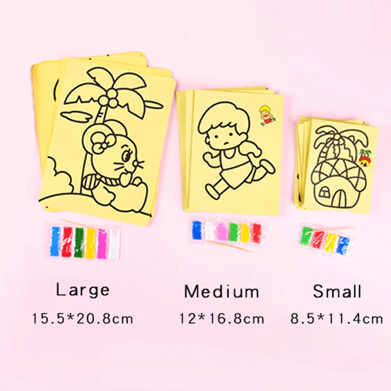 Creative DIY Sand Painting Kids Montessori Toys Children Crafts Doodle Colour Sand Art Pictures Drawing Paper Educational Toys