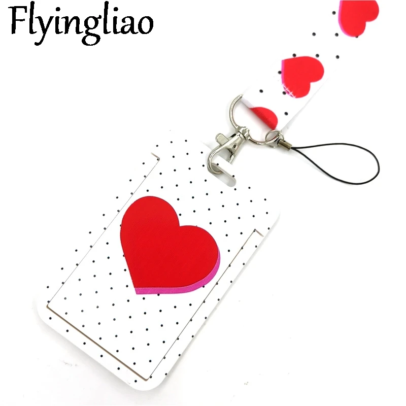 Pink Heart Love Point Wave lanyard Car KeyChain ID Card Pass Gym Mobile Phone Badge Kids Key Ring Holde Accessories Decorations