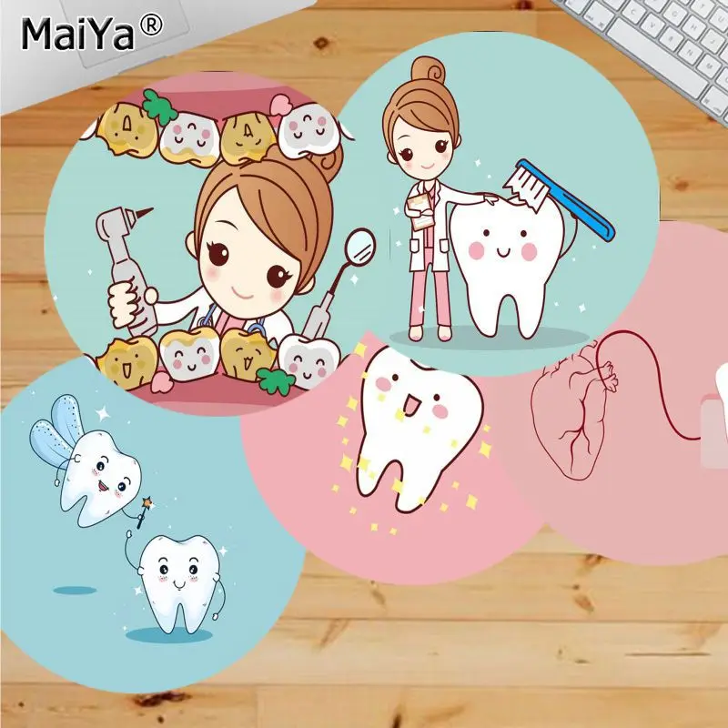 

Maiya Custom Skin Cute Tooth gamer play mats round gaming Mousepad gaming Mousepad Rug For PC Laptop Notebook