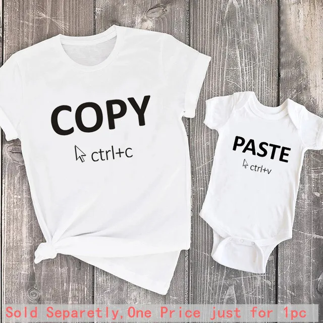 Copy Paste Family Matching Clothes Tshirt Baby Bodysuit Family Look Father Son Family Clothes