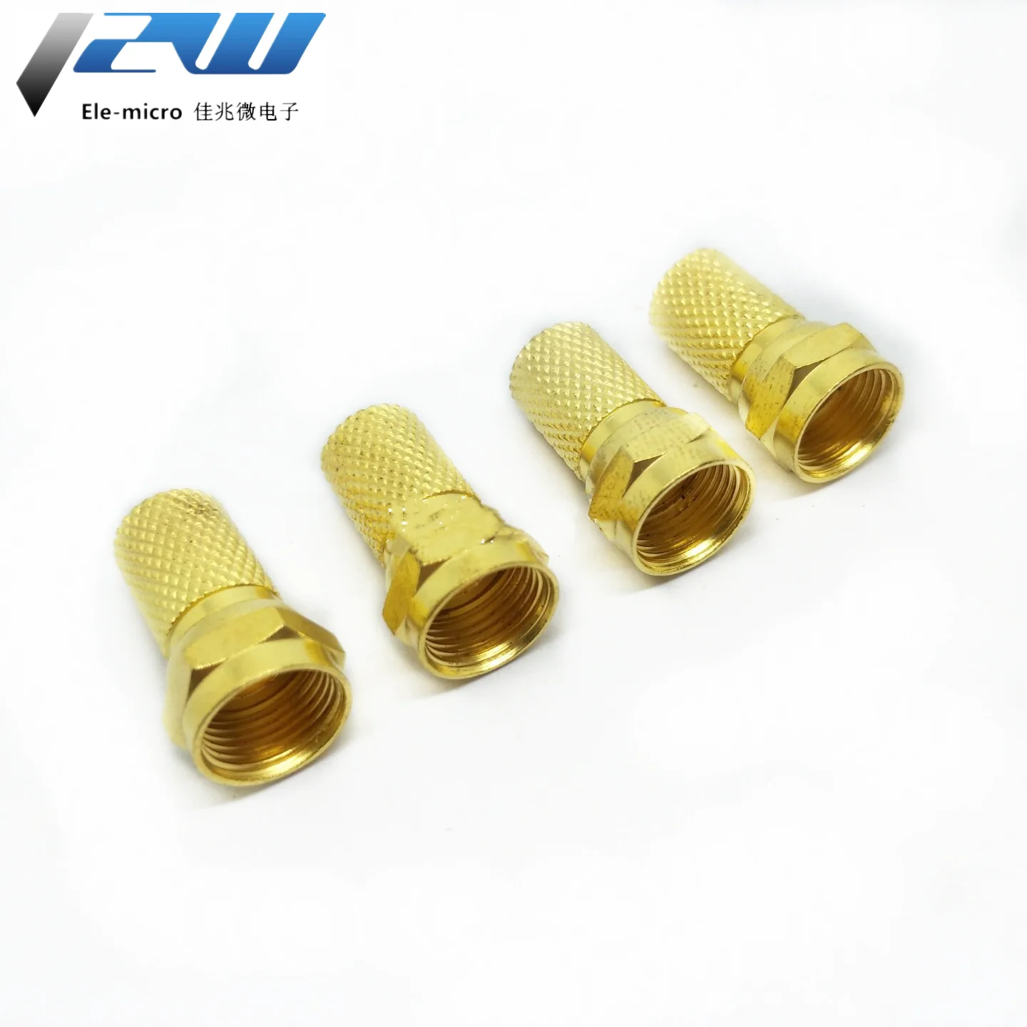 10pcs 75-5 F Connector Screw On Type For RG60 Satellite TV Antenna Coax Cable Twist-on Diameter mm Gilded Imperial