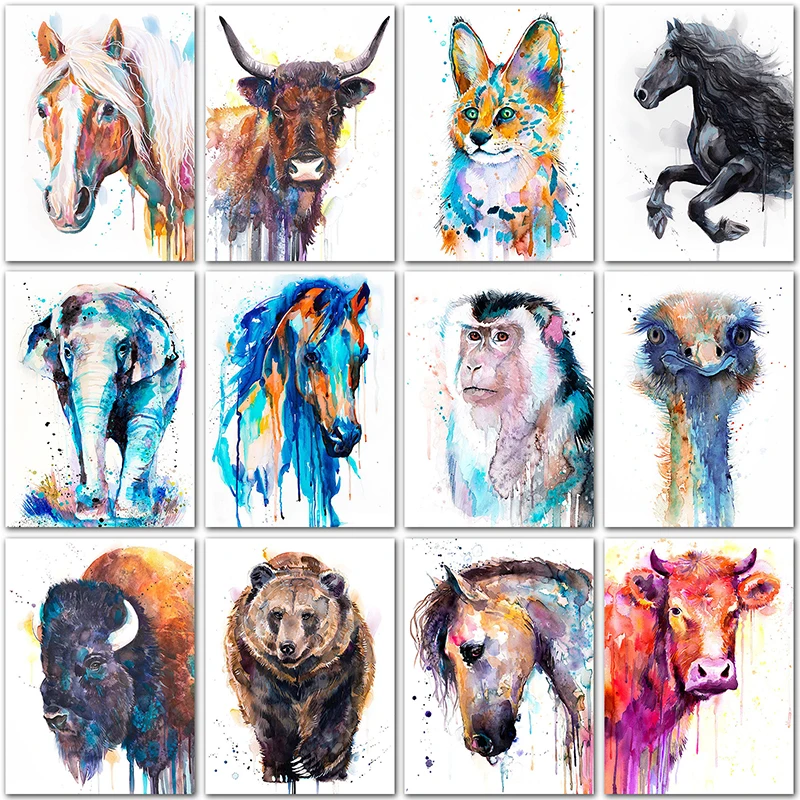 Full Round Diamond embroidery Cross stitch 5D DIY Diamond painting animals cow horse Elephant ostrich Full Square Diamond mosaic