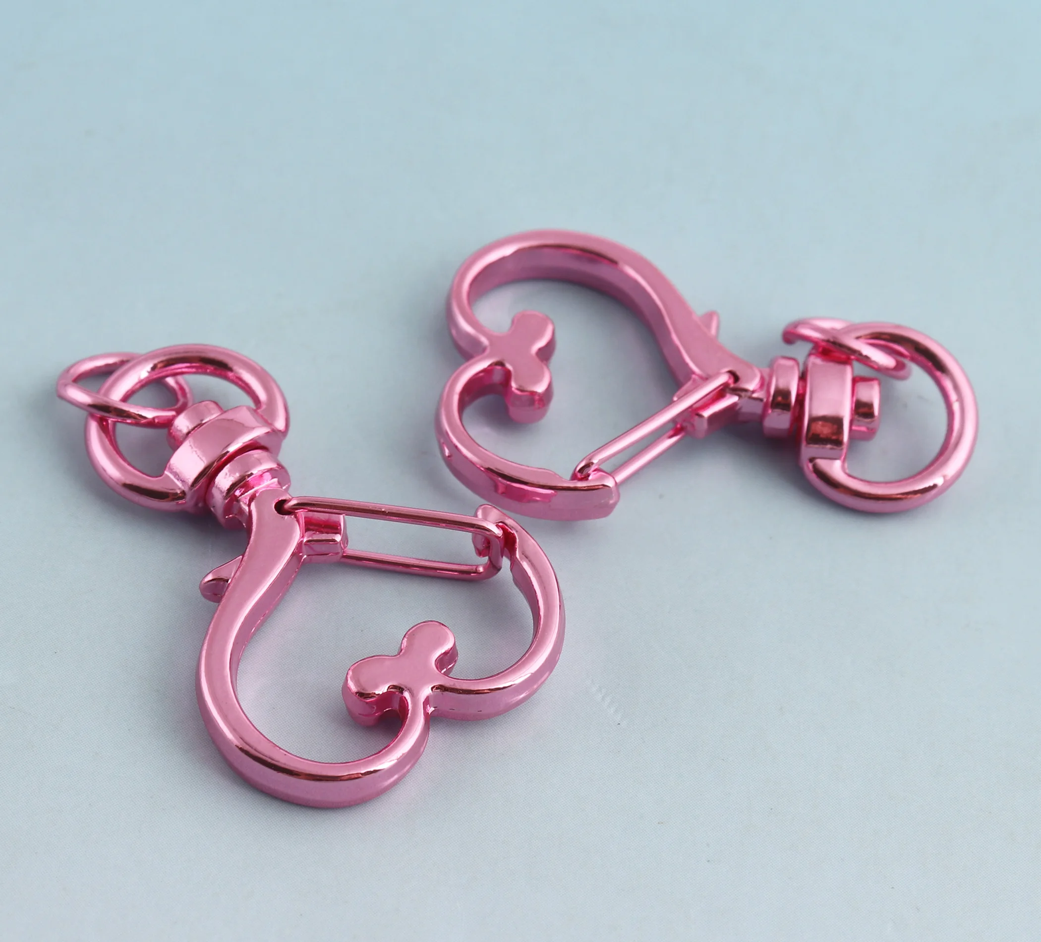 Metal Swivel Clasp heart shape 6pcs Pink Lanyard clasp key chains Swivel Snap Hook Purse strap clasp Lobster Clasp Bag Clips