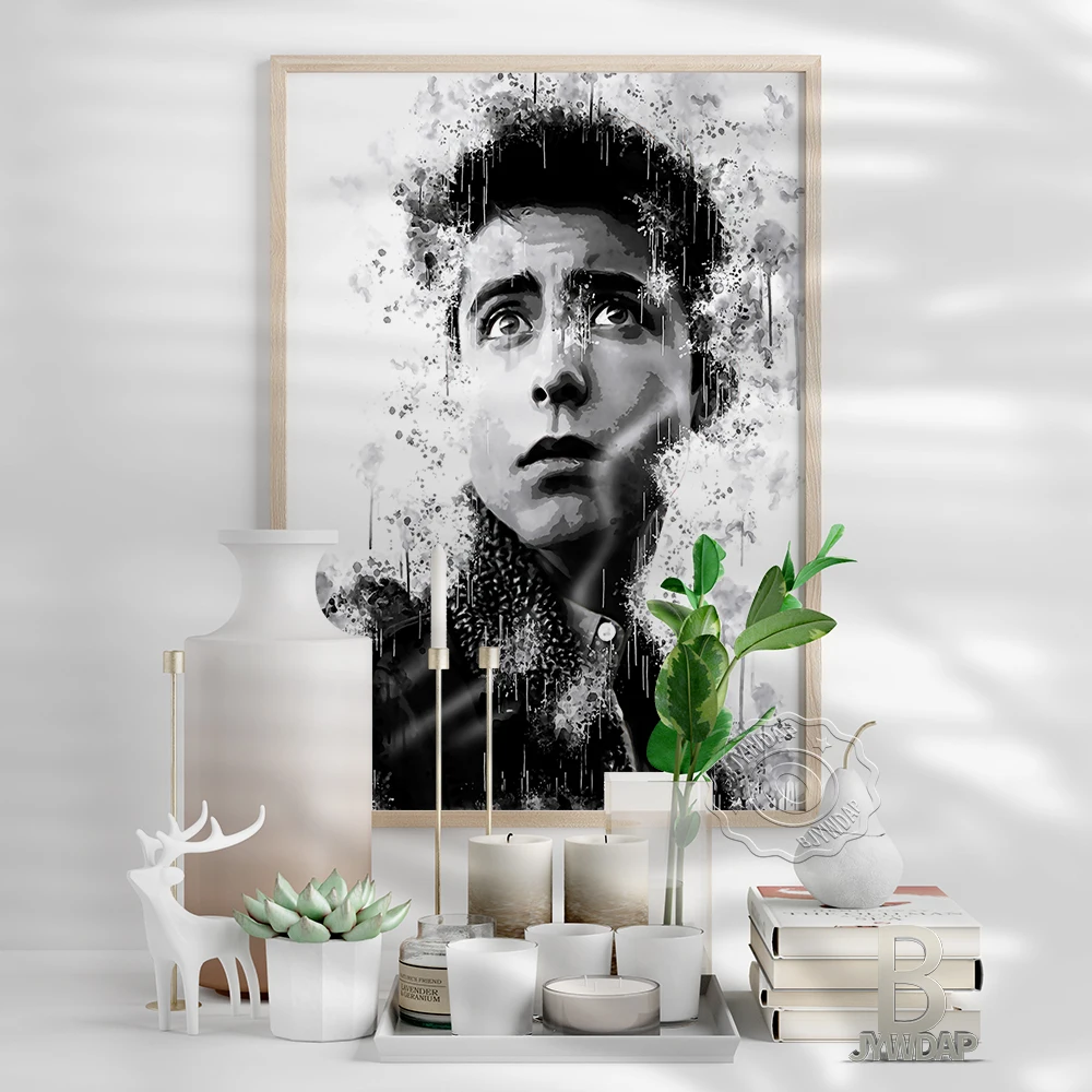 Aidan Gallagher Watercolour Prints Poster, American Actor Black White Canvas Painting, Vintage Diablo Style Home Wall Decor Gift