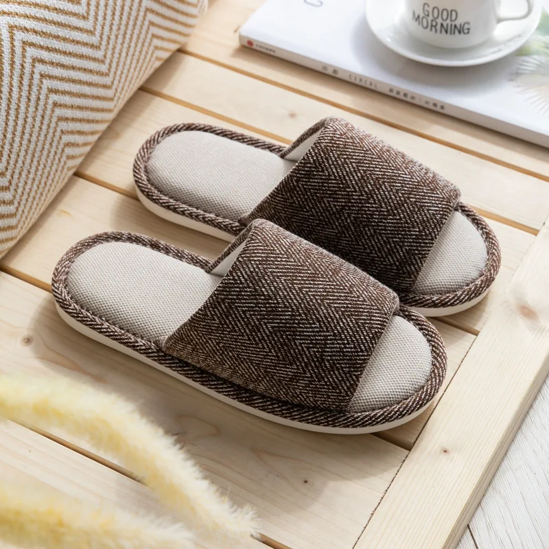 Men's Indoor Hemp Slippers Male Simple Causal Cotton Comfortable House Slipper Men Shoes Non-slip Soft Shoes For Men