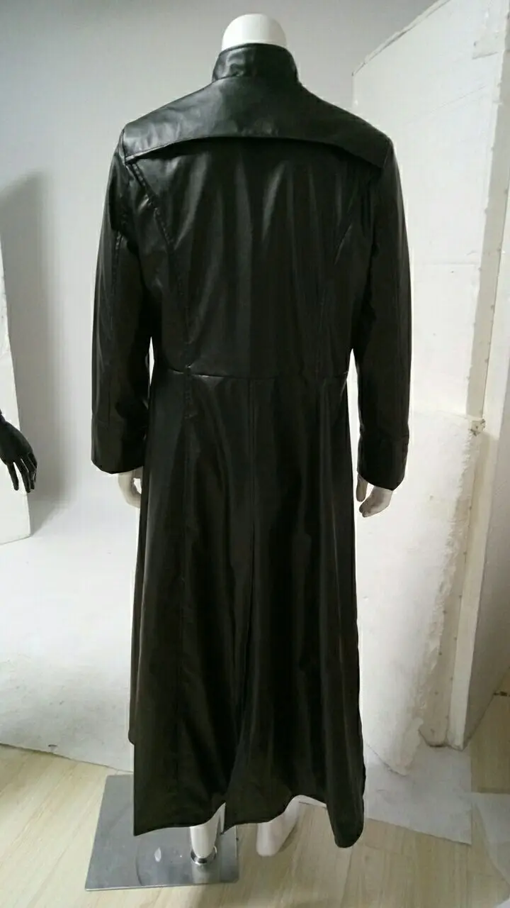 Matrix Neo Cappotto Costumi Cosplay Lungo In Pelle Nera Trench E Impermeabili giacca su misura