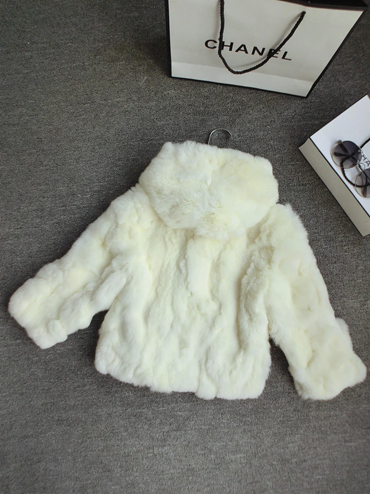 New Winter Children Rex Rabbit Fur Coat Girl Fur Coat Child Thicken Baby Coat Hooded Coat Boys Coat Real Hair Rex Rabbit Fur