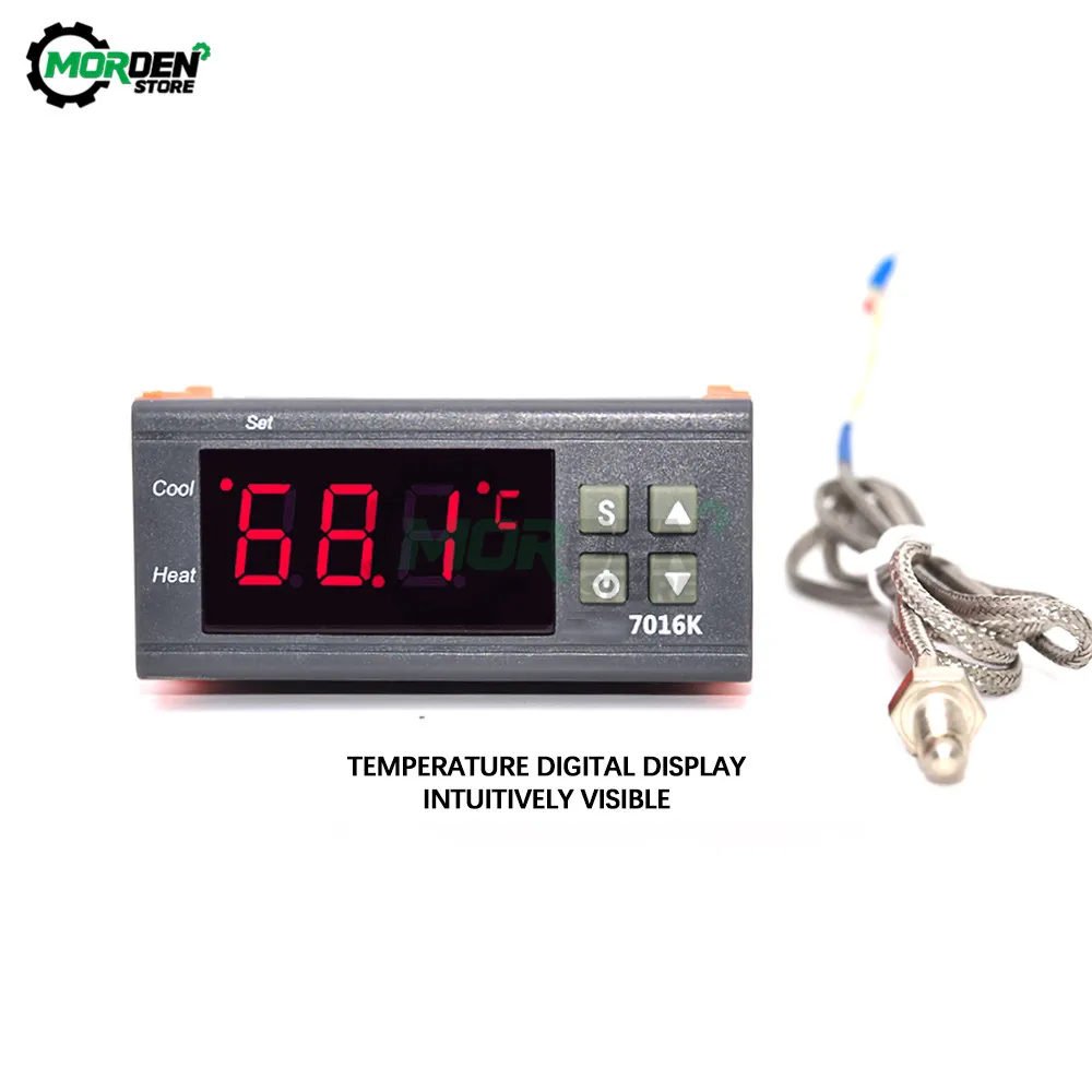 ZFX-7016K 10A 12V 24V 110-220V Digital Temperature Controller Thermostat Regulator with Sensor -50~110 C K-type Thermocouple