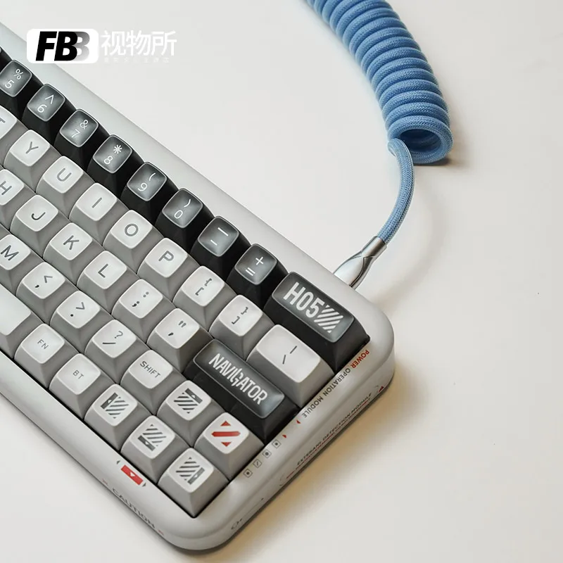 

FBB Cables Moss Keyboard Cable 60 Manual Custom Mechanical Keycap Line Spiral Braided Keyboard Cord Type C Grey Blue