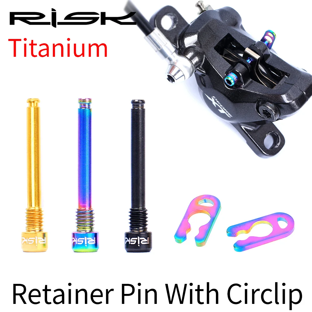 

RISK 2pcs /Box Road Mountain Bike Bicycle M4 Titanium Retainer Pin With /Without Circlip For Threaded Oil Discs Brake Pad Lining