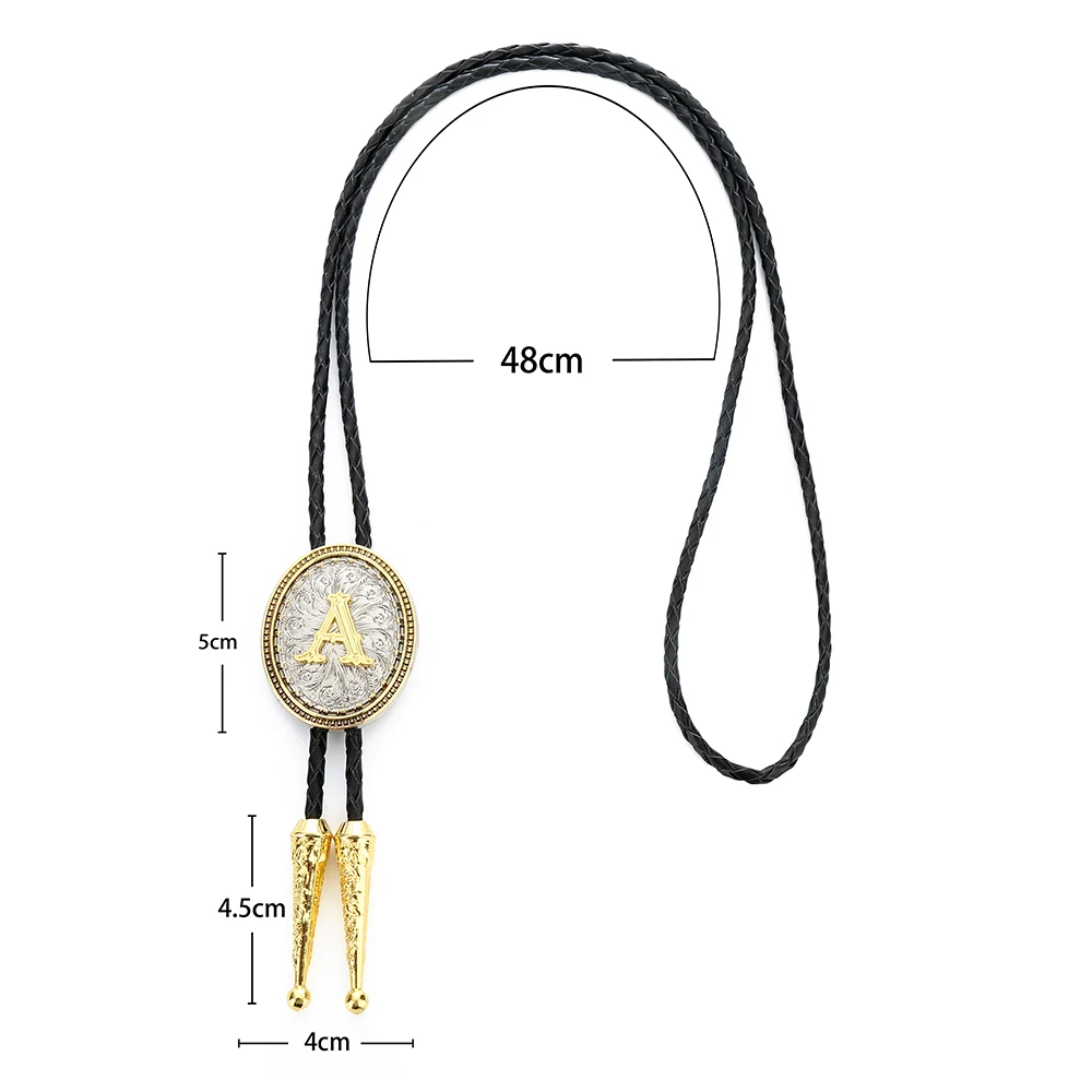 26 Initialen Western Cowboy Bolo Tie Zinklegering Twee-Kleur Plating Proces Lederen Kraag Touw Mannen En Vrouwen Pak accessoires