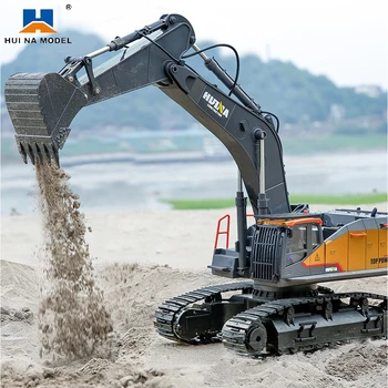 1/14 Huina 1592 big RC excavator car alloy bucket 2.4G radio controlled car 22CH crawler RC dump truck toys for children