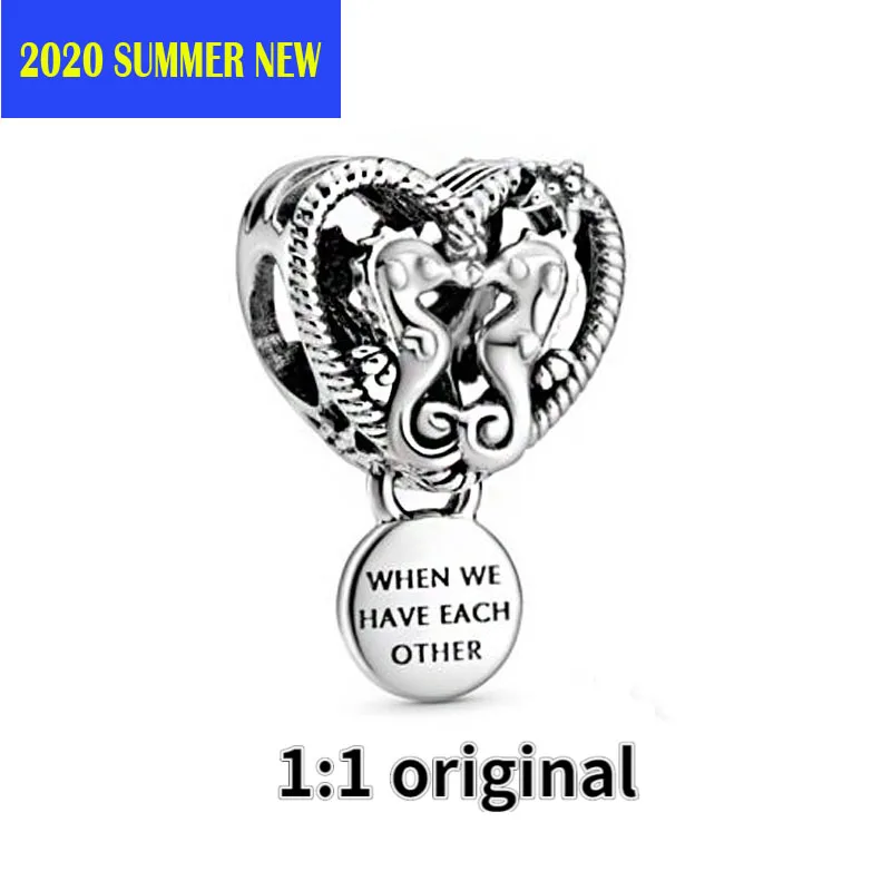 

SALE! 2020 Summer Silver 925 Beads In Pairs Seahorse Heart Charm Fit Original Pandora Bracelets Women DIY Fashion Jewelry