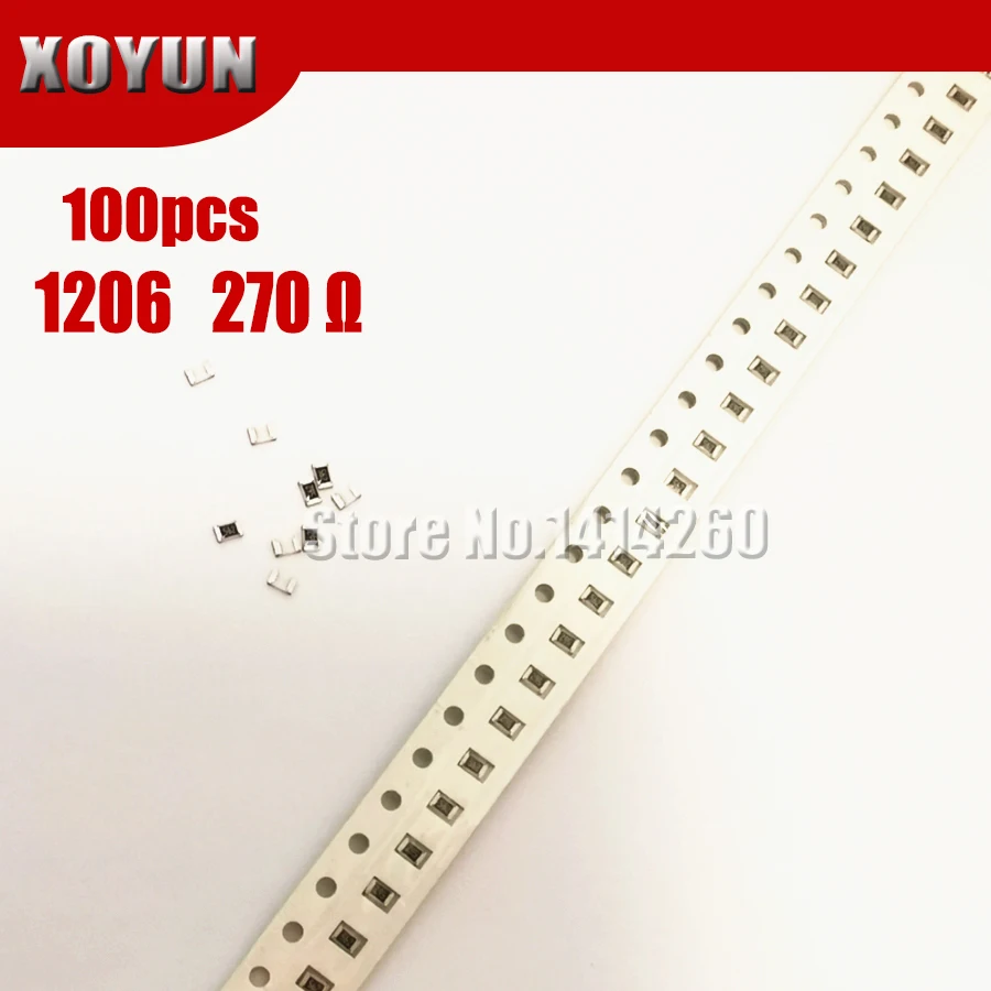 100 قطعة 1206 SMD المقاوم 1% 270 أوم رقاقة المقاوم 0.25W 1/4W 270R 271