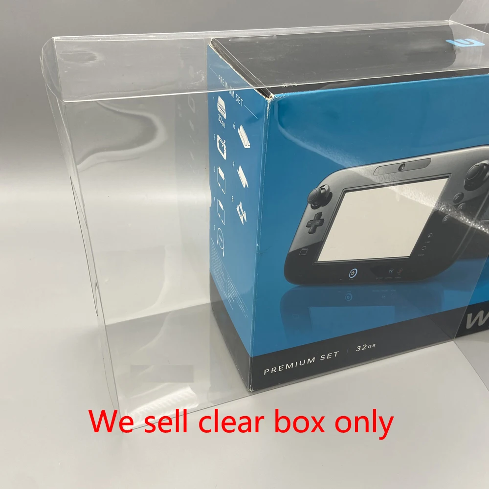 Clear transparent box For WII U game console Display storage PET protective Box