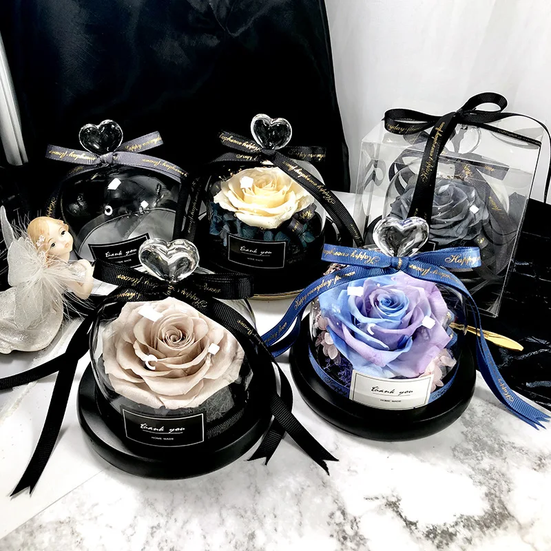 Beauty and the Beast Save Valentine's Day Gift Exclusive Glass Rose Dome Light Timeless Real Rose Mother's Day Gift