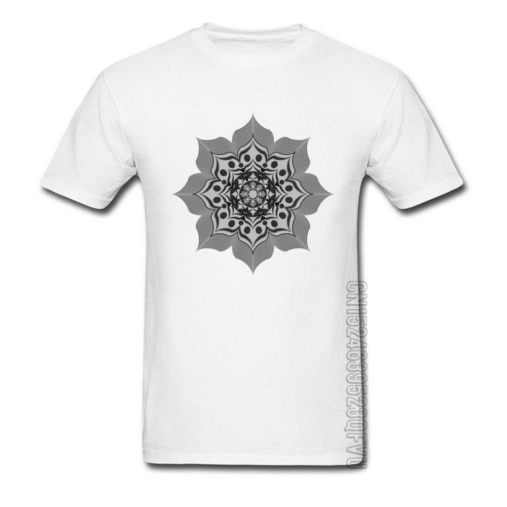 Good Nice T Shirt For Men Indian Thai OM Flower Mandala Summer Autumn Cheap Classic Pattern T-Shirts Pure Cotton Crew Neck