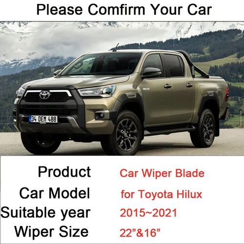 Imagen 2 del producto Para Toyota Hilux 2015 2016 2017 2018 2019 ~ 2021 limpiaparabrisas de goma raspado de nieve cepillos de parabrisas delantero sin marco accesorios de coche