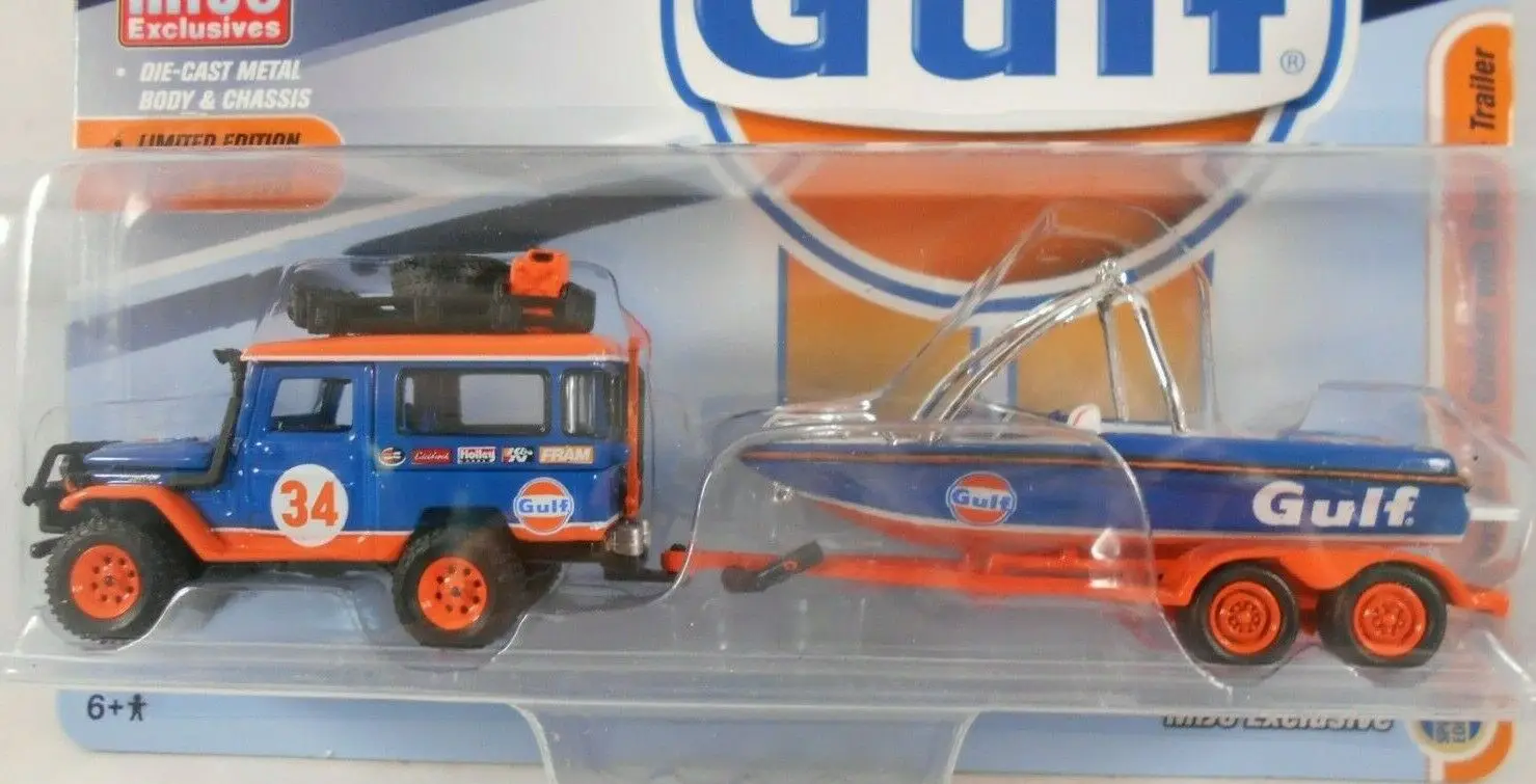 Johnny Lightning cars 1/64 Toyota land cruiser FJ40 gulf oil GULF2019 Metal material collection car boys gift