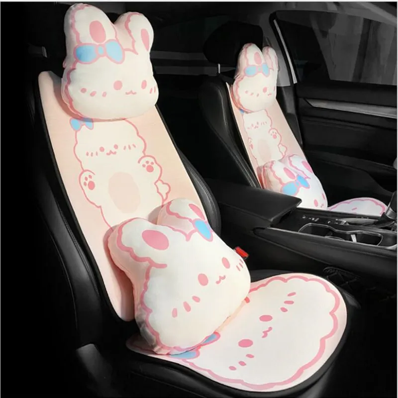 

2021 New Fashion Cartoon Bear Ice Silk Butt Pad Breathable Anti-skid Car Seat Cushion Mat Car Supplies Female