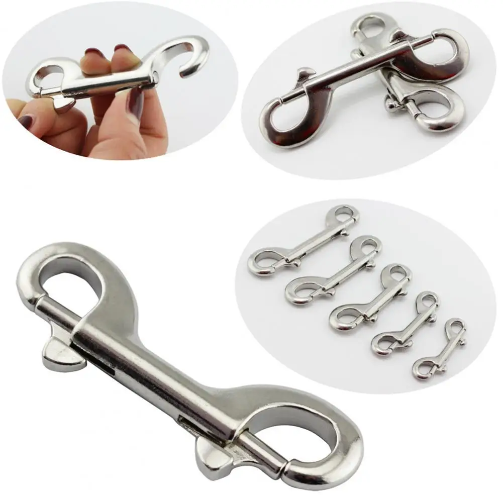 Marine Stainless Steel Double End Bolt Clips 90mm Heavy Duty Snap Hook For Sucba Diving Pet Chain