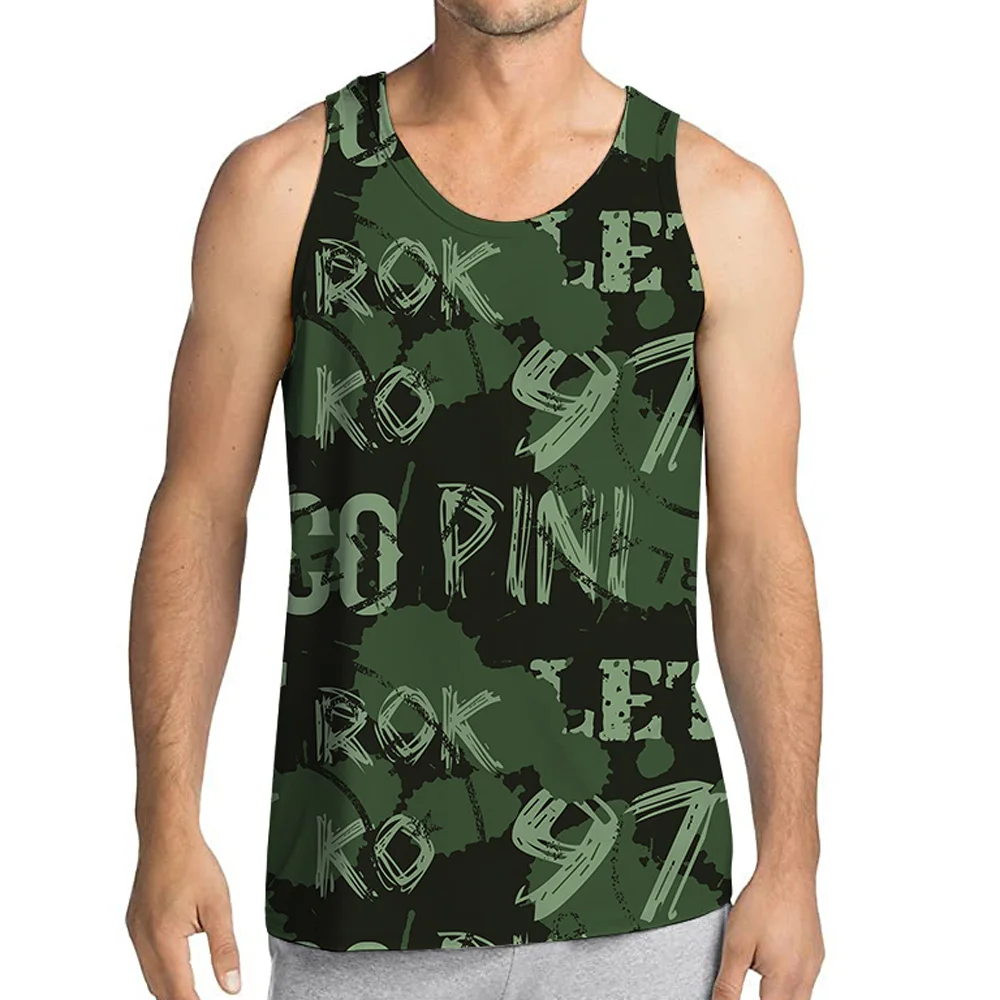 

Men's Camouflage All Over Print Elastic Sleeveless Athletic Workout Tank