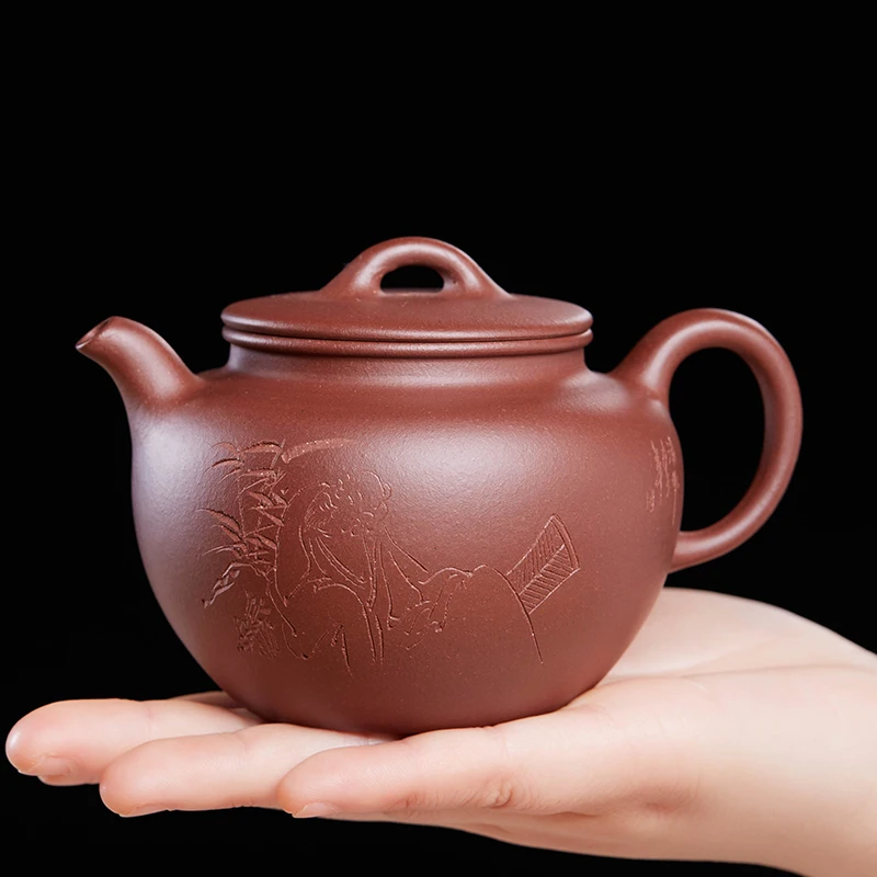 

|Yixing recommended pure handmade ceramic single bubble authentic undressed ore purple clay teapot famous kung fu tea set