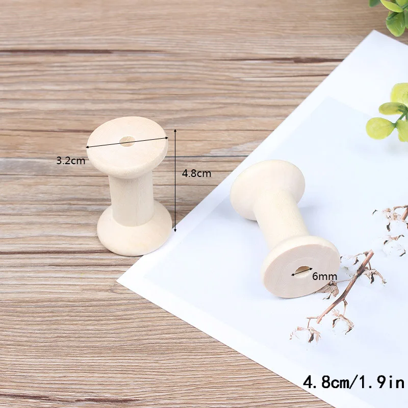 10 Pcs/Set Wooden Spools Vintage Style Reels Organizer for Sewing Ribbons Twine Wood Crafts Tools Thread Wire Spool Accessories