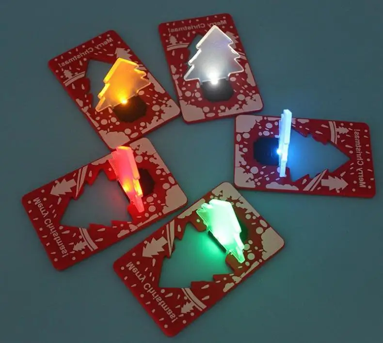 Led Credit Card Light Lamp Bulb Christmas Tree Night Lights Pocket Folding Christmas Tree Shape Led Light for Holiday Wholesale