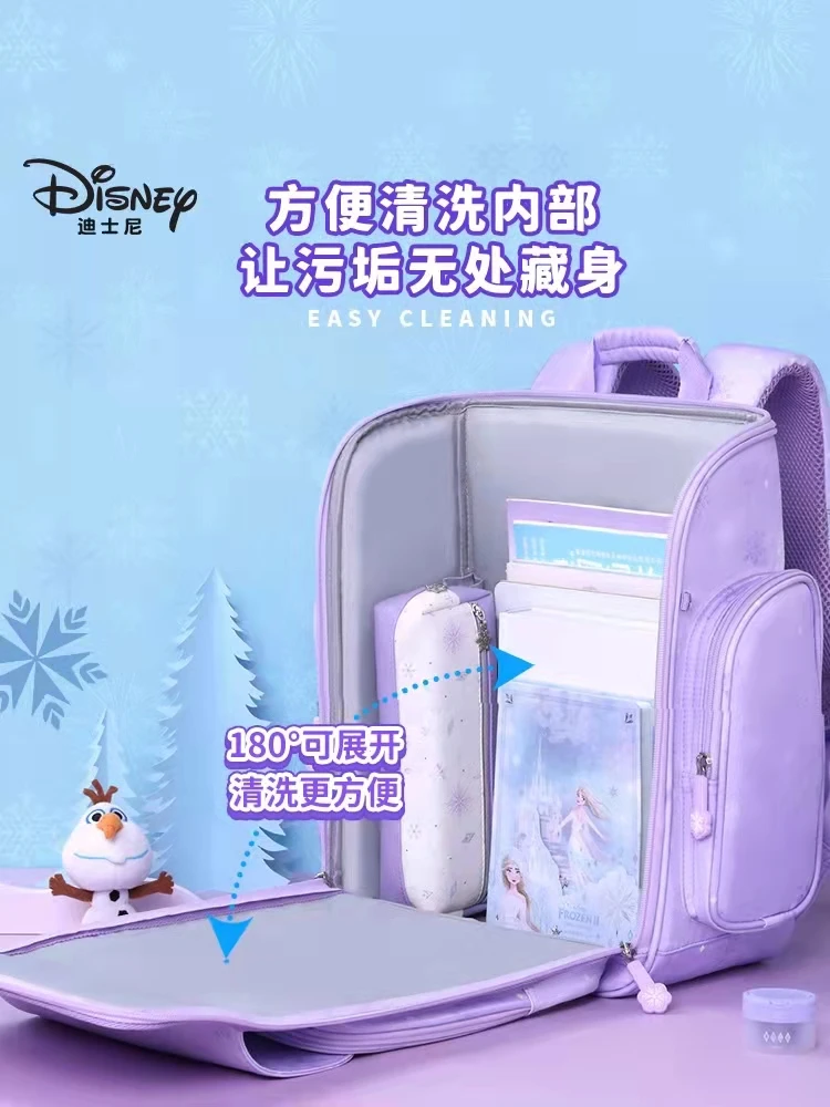 Disney Frozen mochilas escolares para meninas, mochila ortopédica de ombro, grande capacidade, Elsa Anna, estudante da primária, grau 1-5, 2022