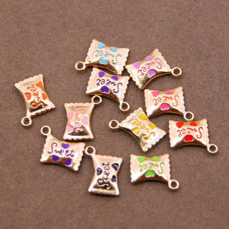6pcs 15*13mm Sweet Candy Enamel Pendants for Necklace Jewelry Making Wholesale Fashion Jewelry Pendants for Women Accessories