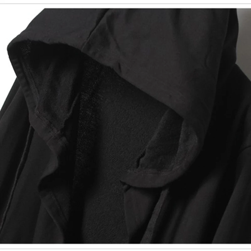 11 BYBB'S معطف أسود داكن بقلنسوة سترة واقية للرجال لخريف 2025 سترة بأكمام طويلة ملابس خروج خارجية