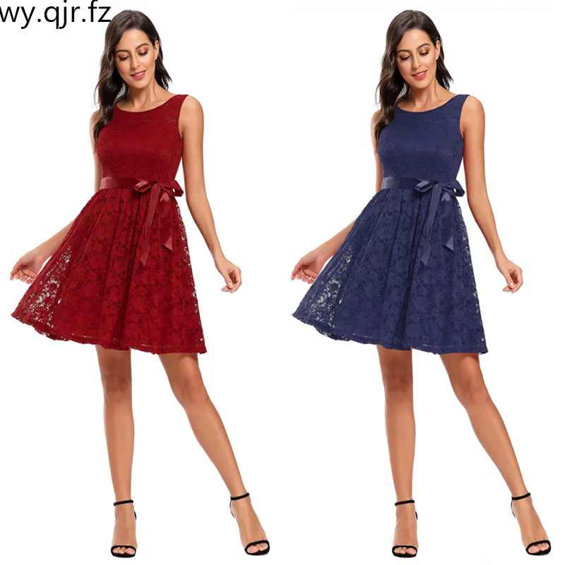 CD-071#Short evening dress lace Navy blue wine red pink party prom dresses wholesale birthday Valentine\'s day dress gaun bola