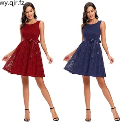 CD-071#Short evening dress lace Navy blue wine red pink party prom dresses wholesale birthday Valentine's day dress gaun bola