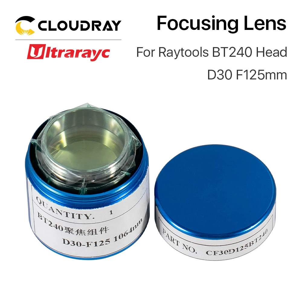 Ultrarayc Fiber Laser Focus Lens, Lente Titular para Raytools Laser, Cabeça de Corte, Colimador, D30, F100, F125 mm, BT240, BT240S